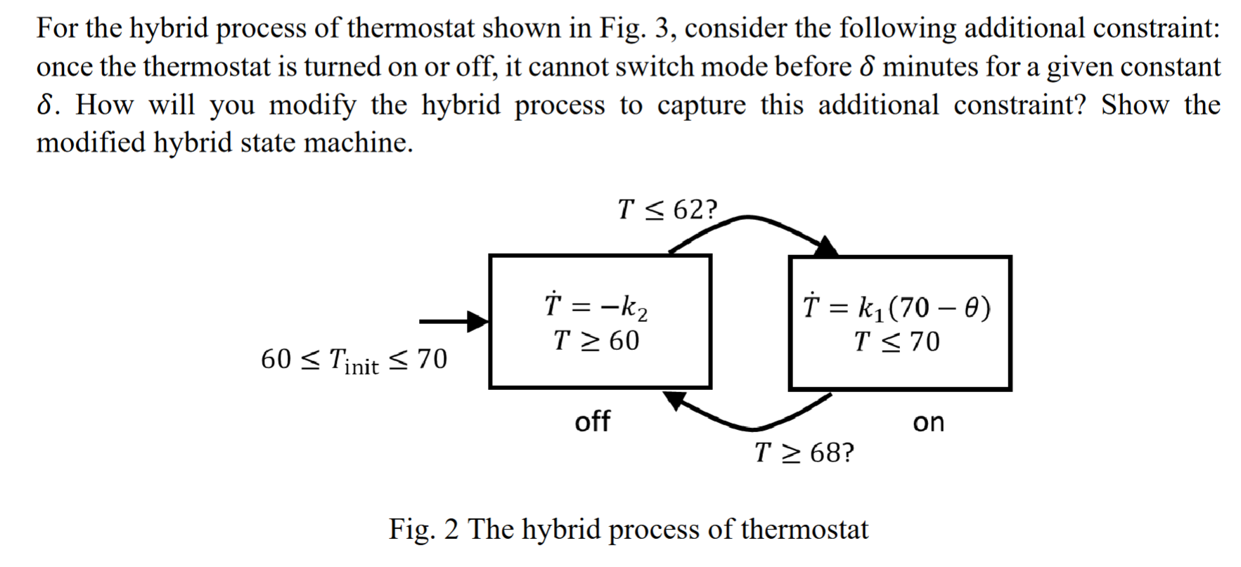For the hybrid process of thermostat shown in