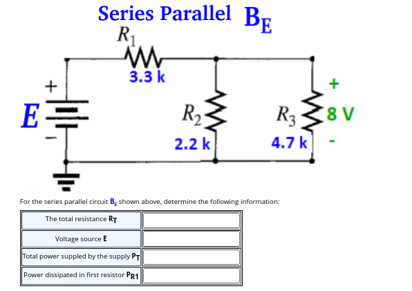 For the series parallel circuit \ ( \ mathrm { B