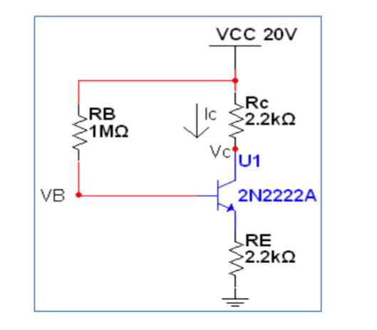 Calculate the Vc , Ic , VB , IB , VE and IE in