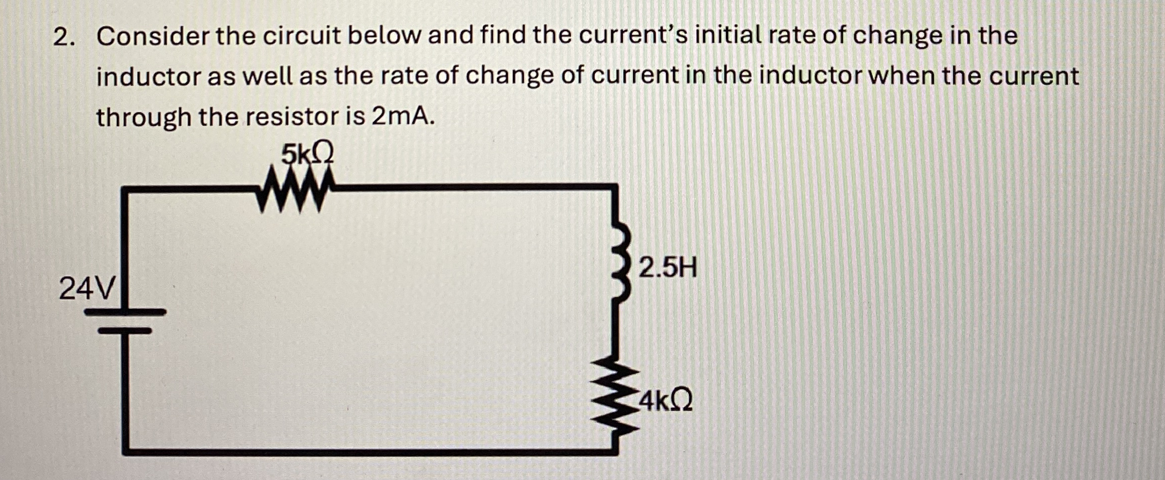Consider the circuit below and find the current's