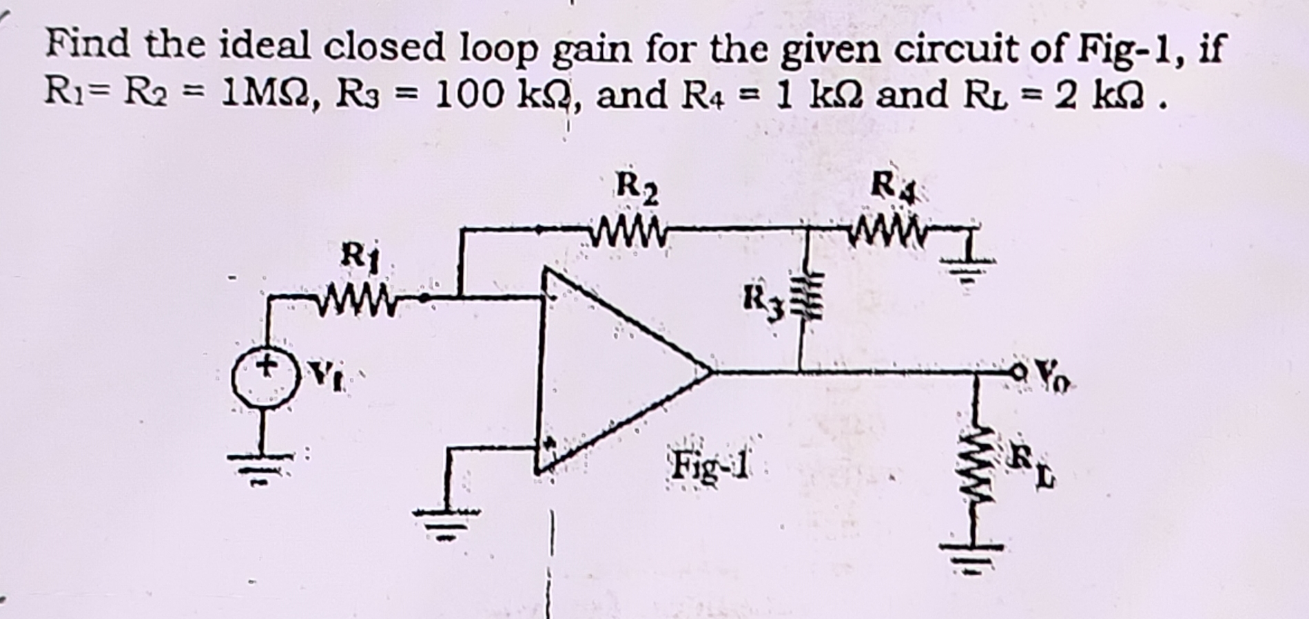 Find the ideal closed loop gain for the given