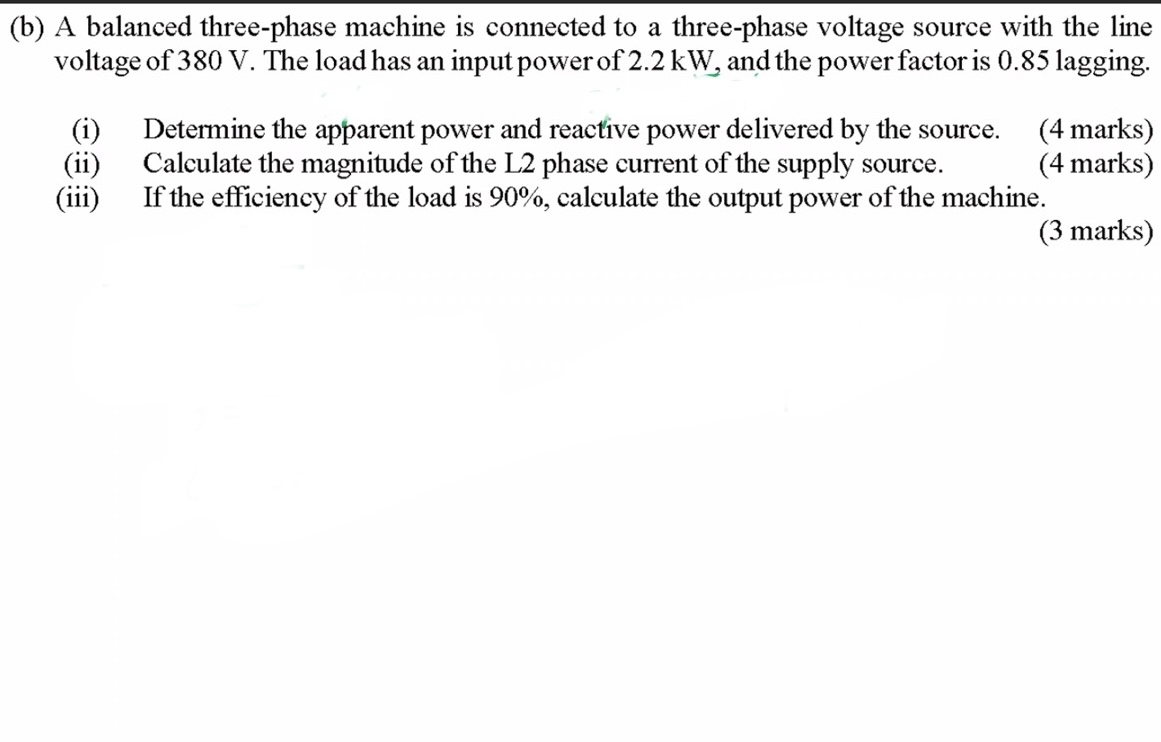 ( b ) A balanced three - phase machine is