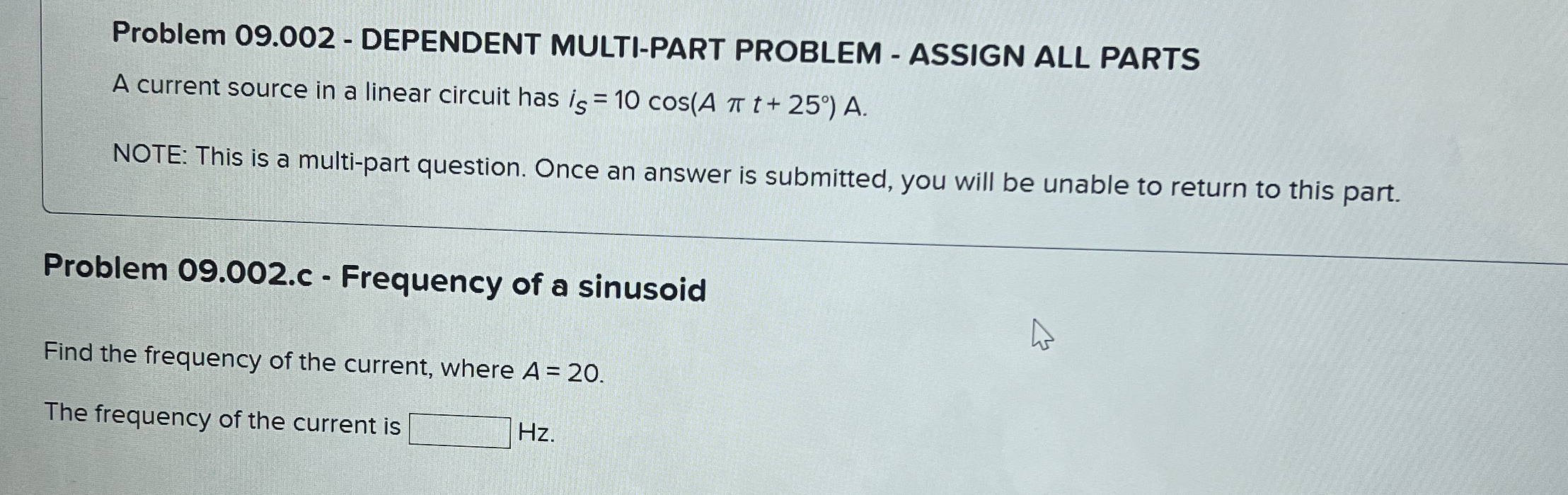 Problem 0 9 . 0 0 2 - DEPENDENT MULTI - PART