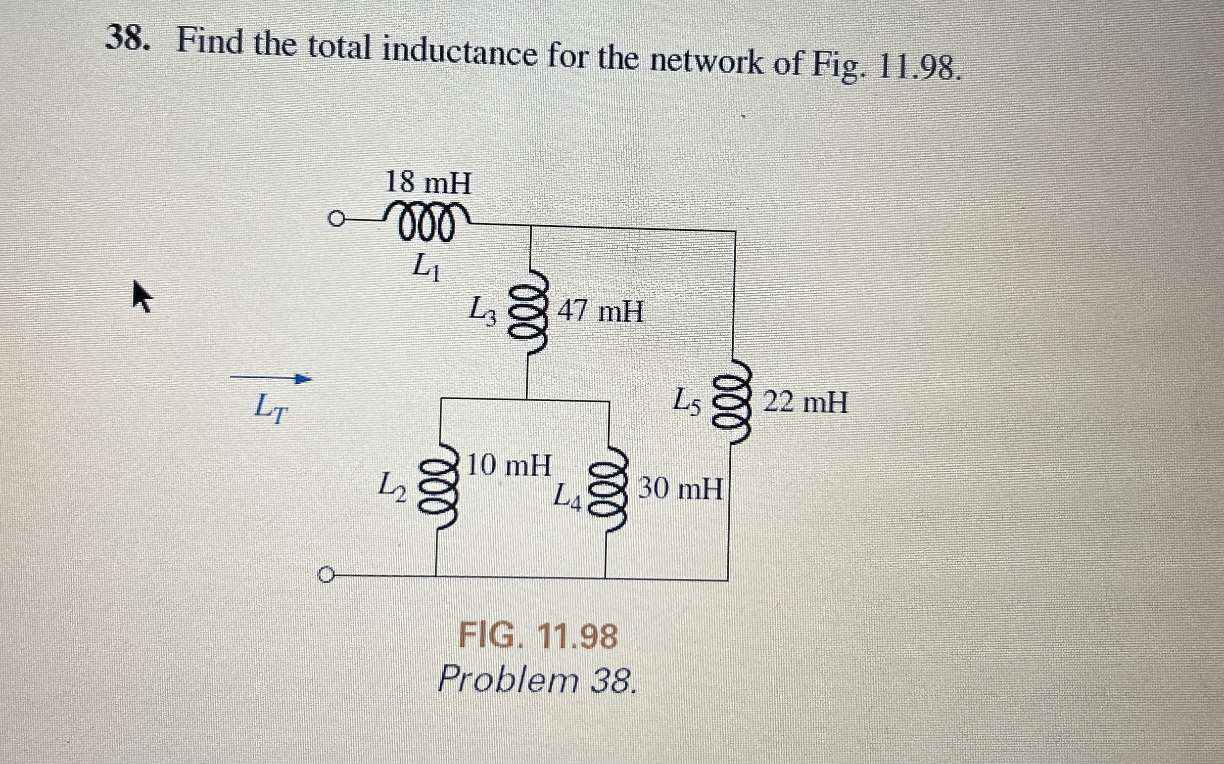 Find the total inductance for the network of Fig.
