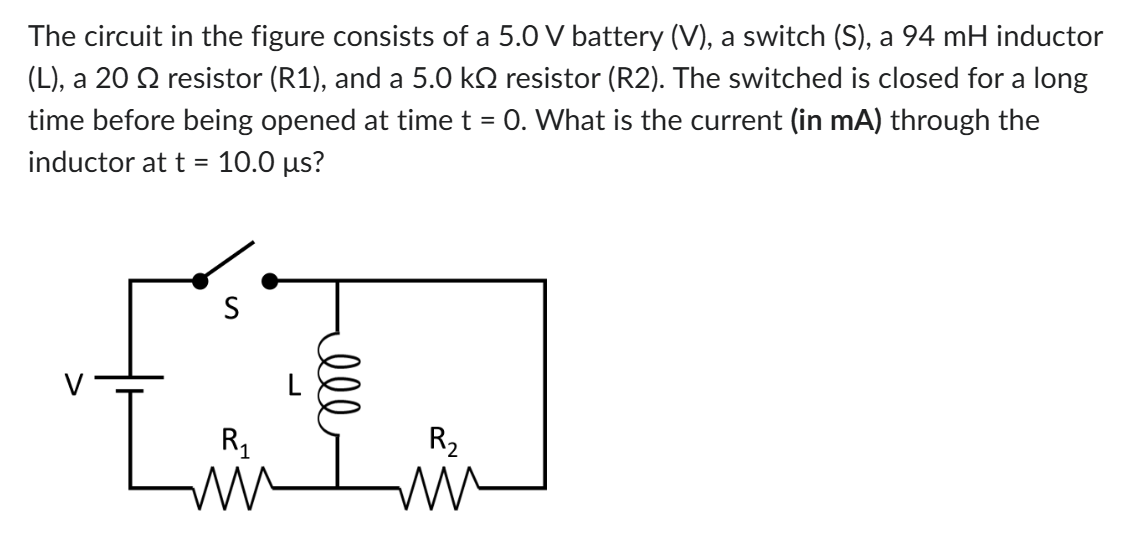 The circuit in the figure consists of a 5 . 0 V
