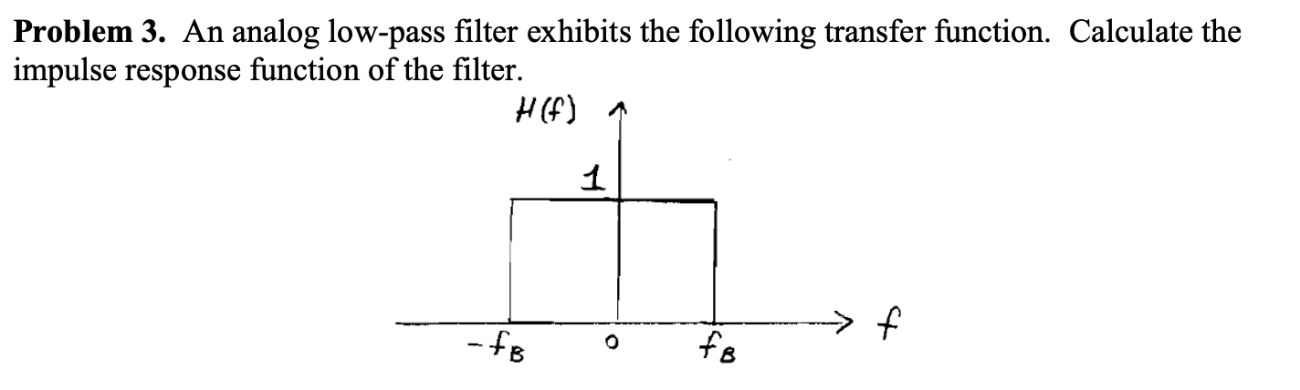 Problem 3 . An analog low - pass filter exhibits