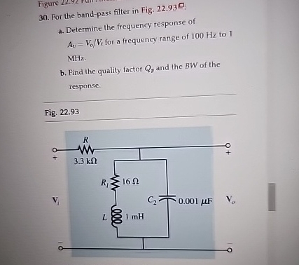 For the band - pass filter in Fig. 2 2 . 9 3 . a