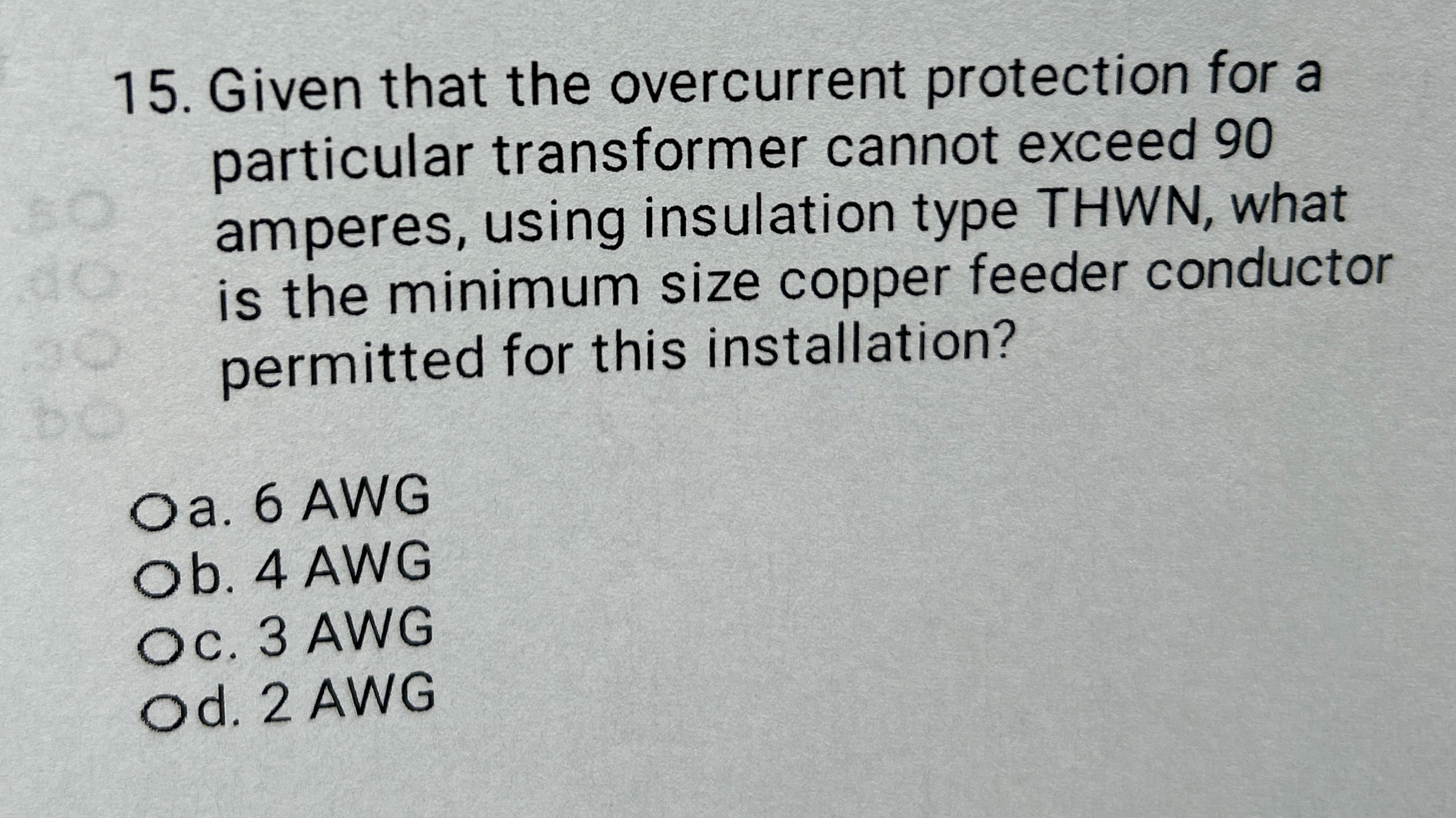 Given that the overcurrent protection for a