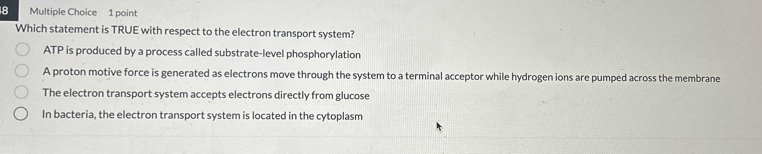 1 8 Multiple Choice 1 point Which statement is