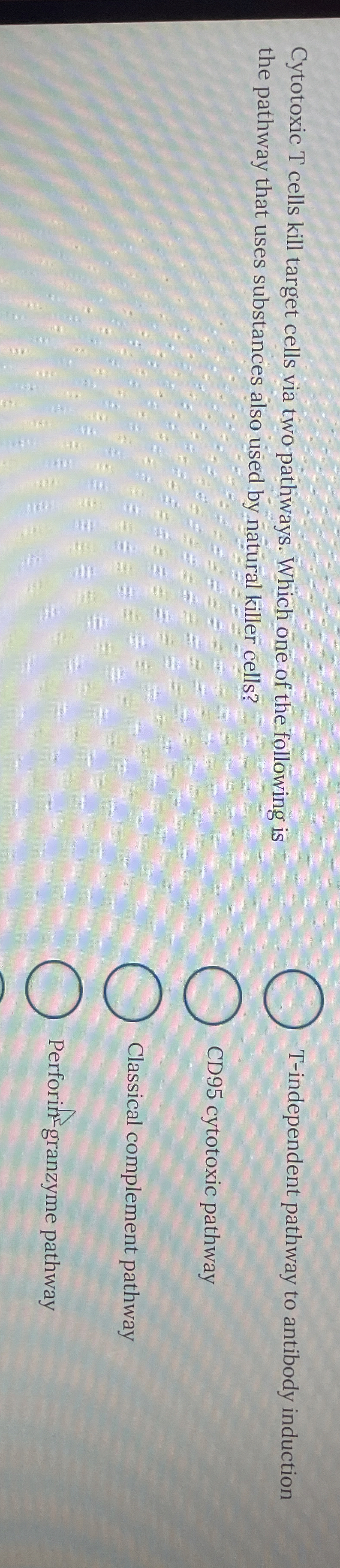 Cytotoxic T cells kill target cells via two