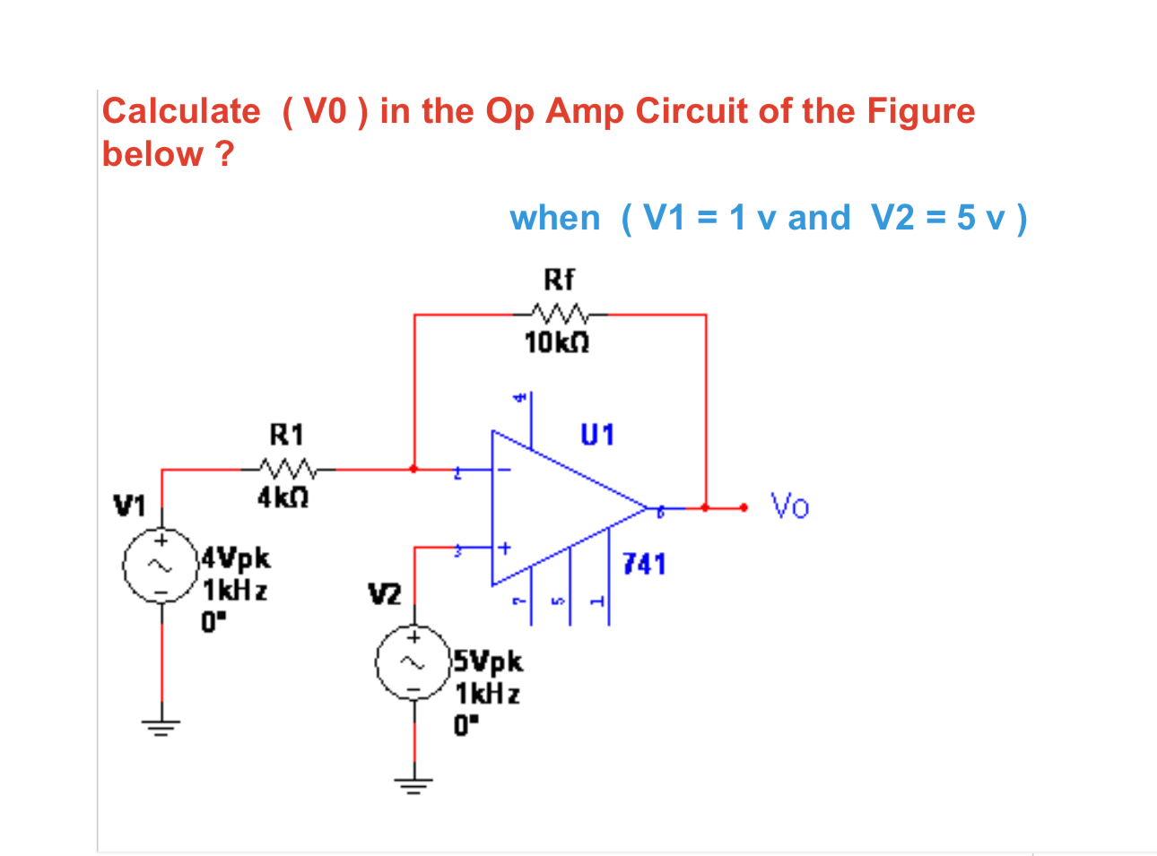 Calculate ( V 0 ) in the Op Amp Circuit of the