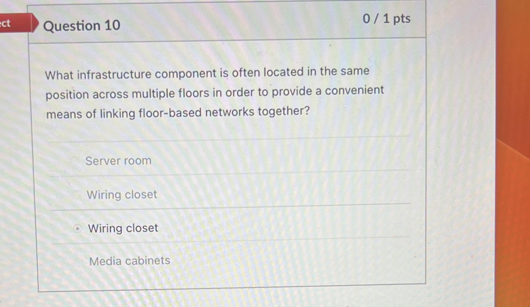 Question 1 0 0 1 pts What infrastructure