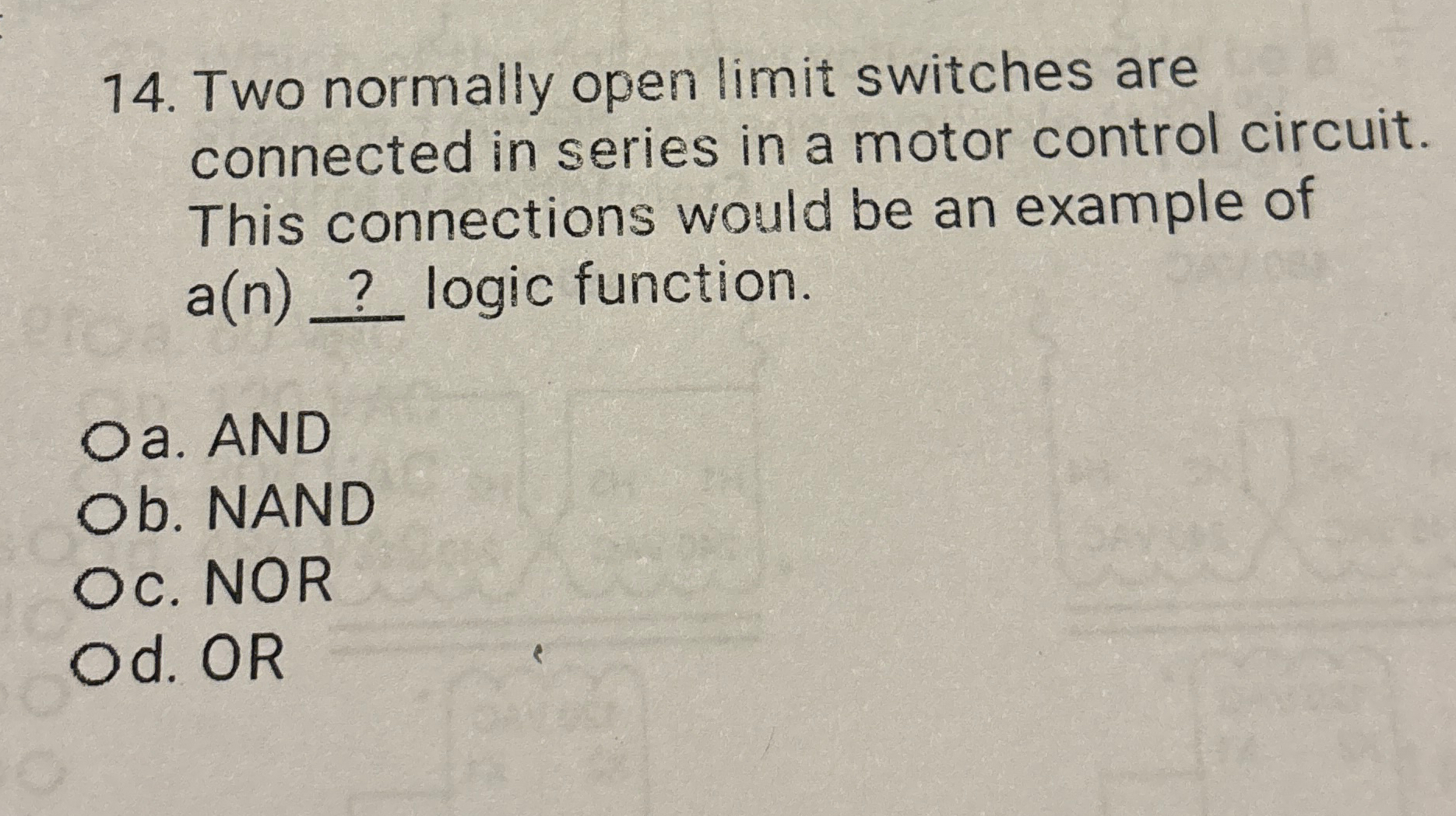 Two normally open limit switches are connected in