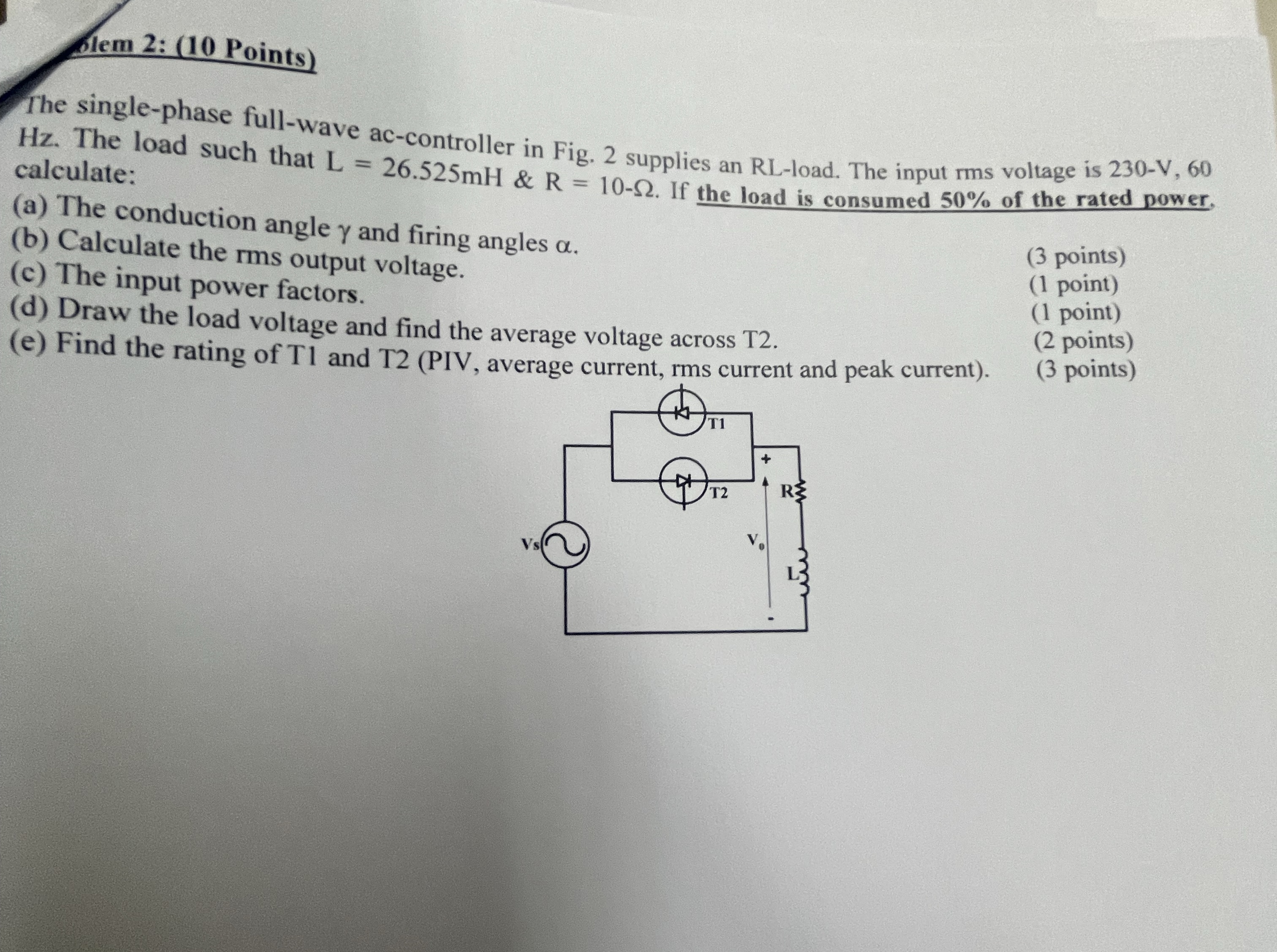 flem 2 : ( 1 0 Points ) The single - phase full -