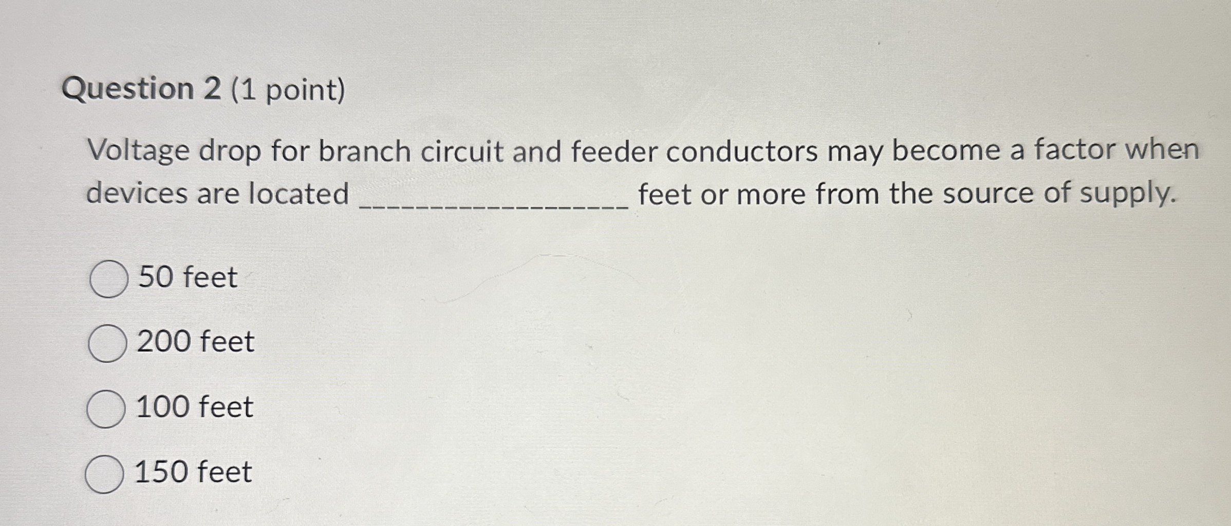 Question 2 ( 1 point ) Voltage drop for branch
