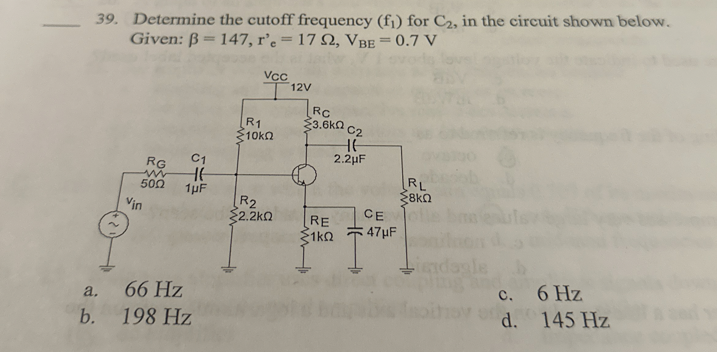 Determine the cutoff frequency ( f 1 ) for C 2 ,