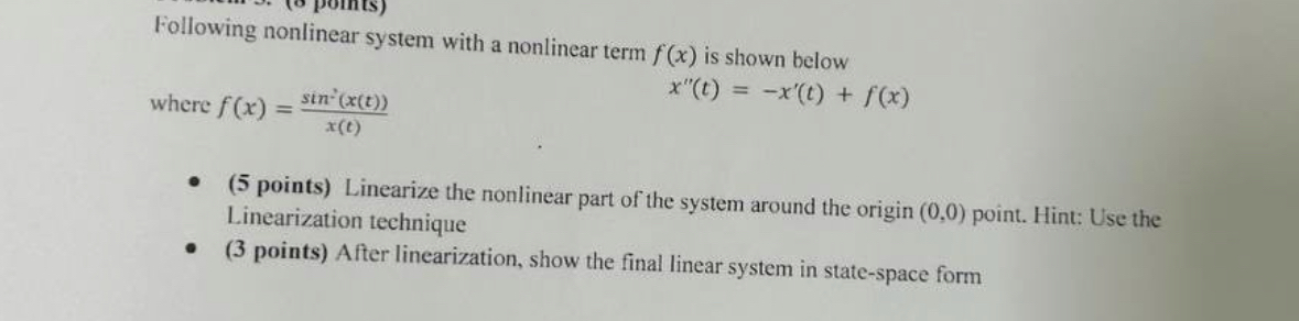 Following nonlinear system with a nonlinear term
