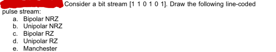 Consider a bit stream [ 1 1 0 pulse stream: a .