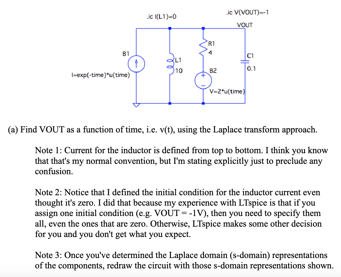 ( a ) Find VOUT as a function of time, i . e . \