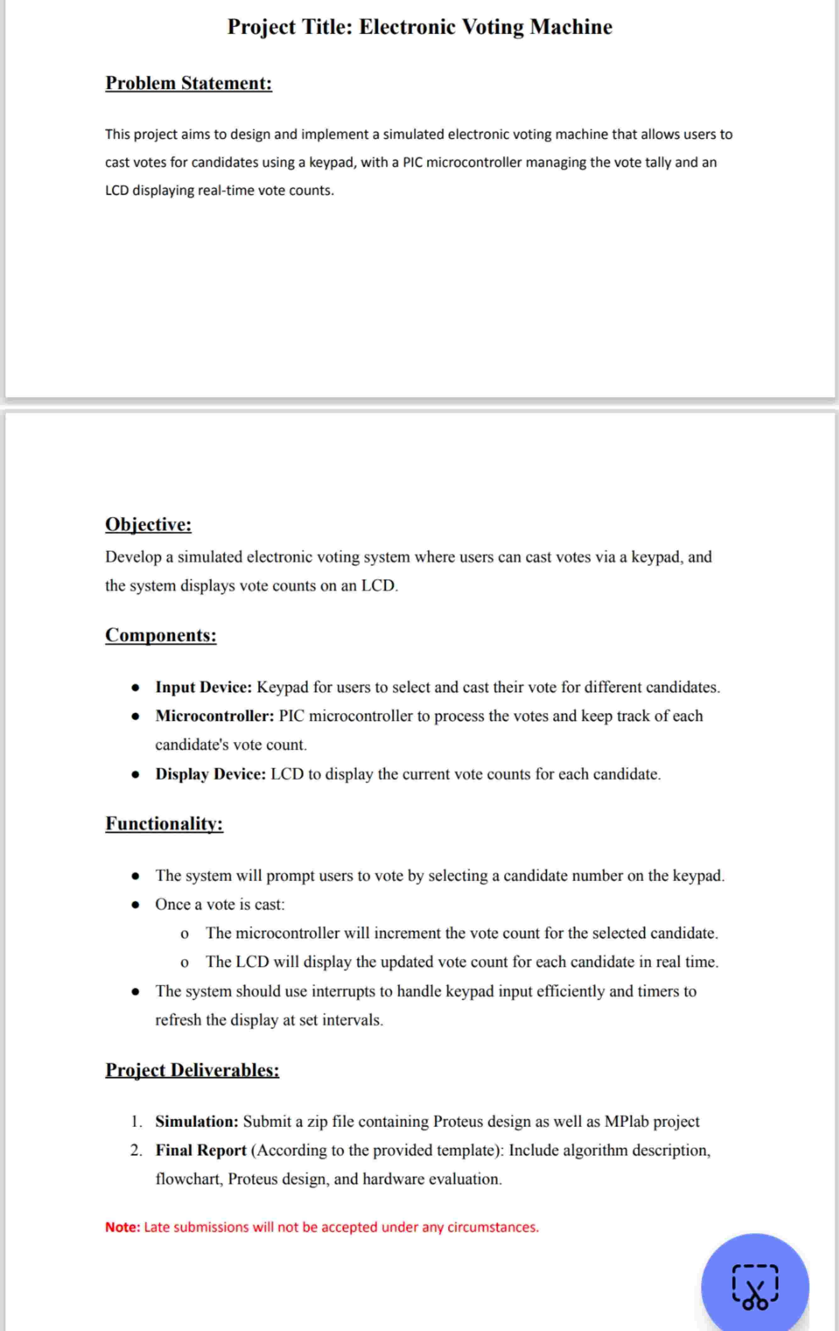 Project Title: Electronic Voting Machine Problem