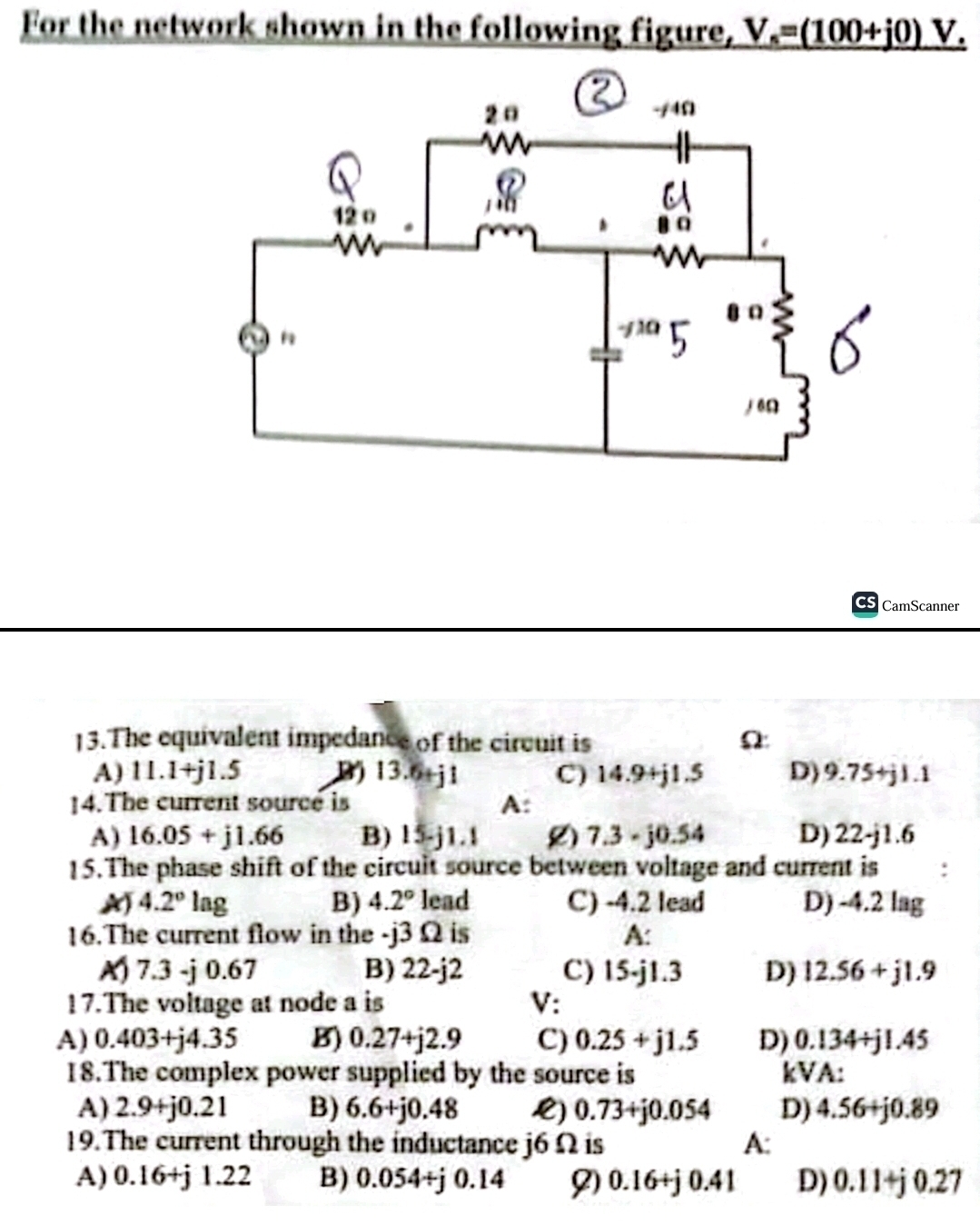 The equivalent impedance is 1 3 . 6 + j . I want