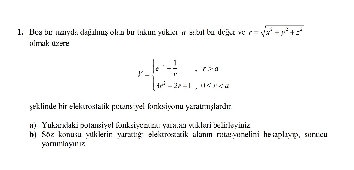 Bo bir uzayda da lm olan bir tak m y kler a sabit