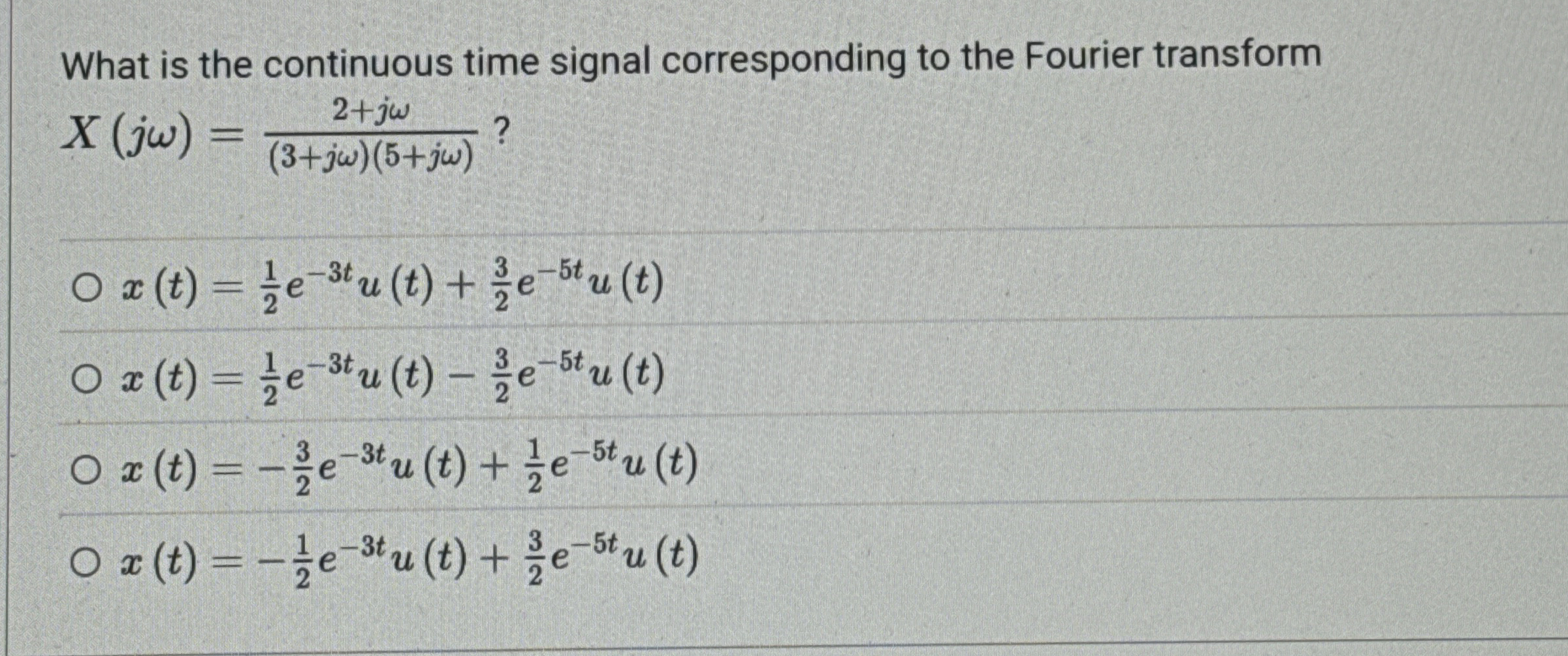 What is the continuous time signal corresponding