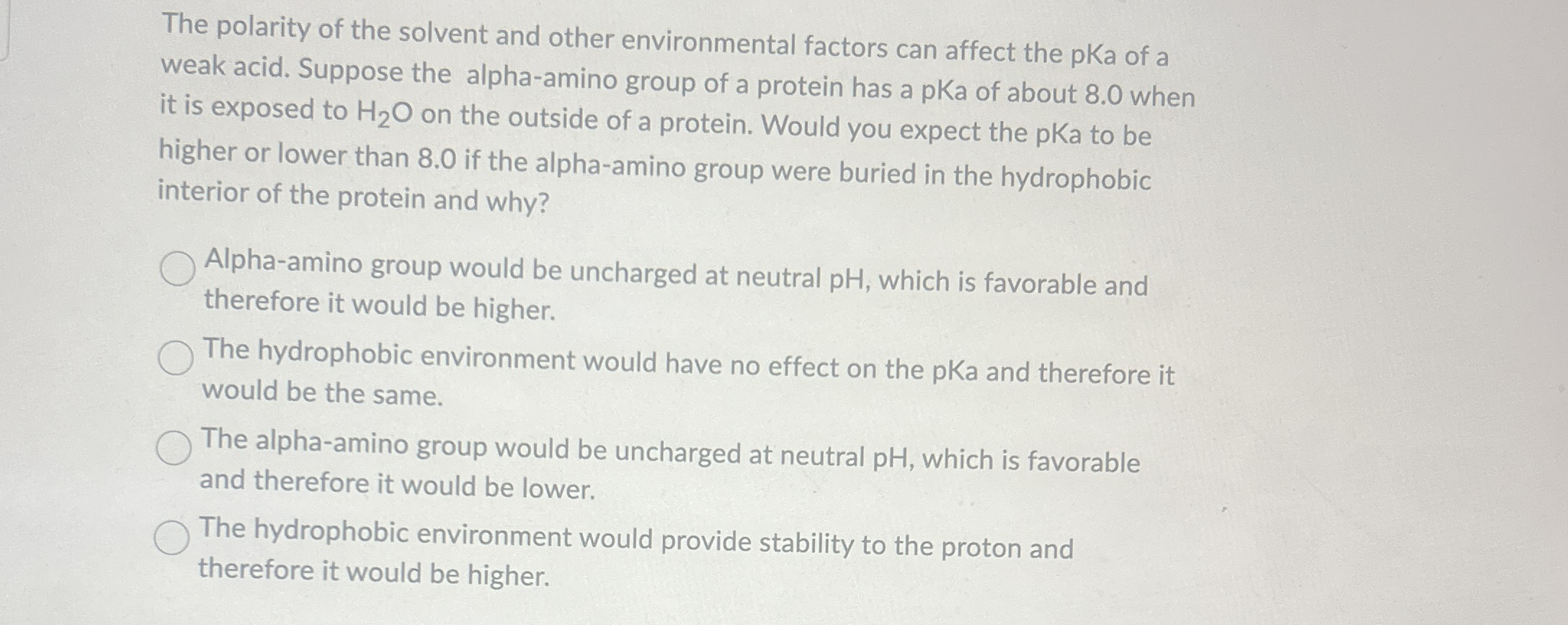 The polarity of the solvent and other