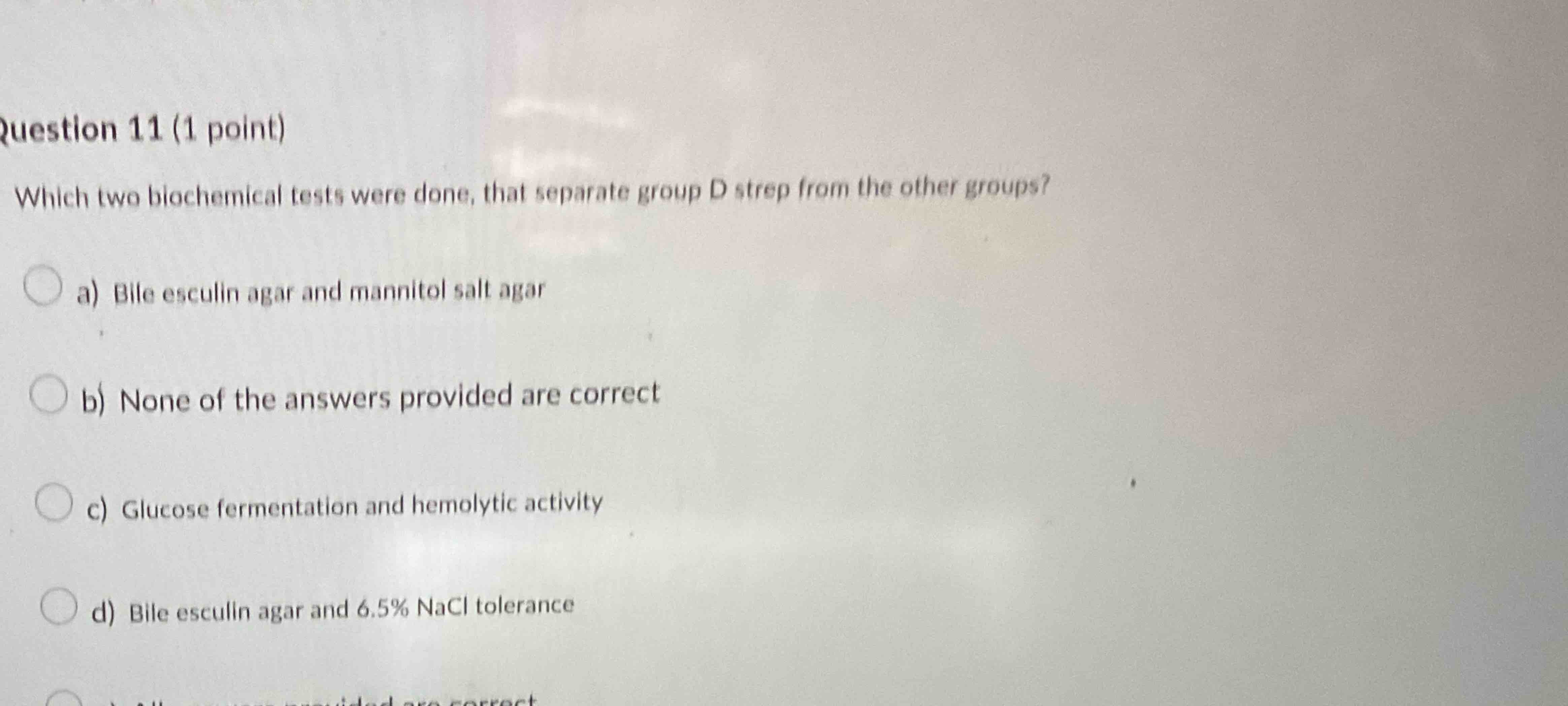 question 1 1 ( 1 point ) Which two blochemical