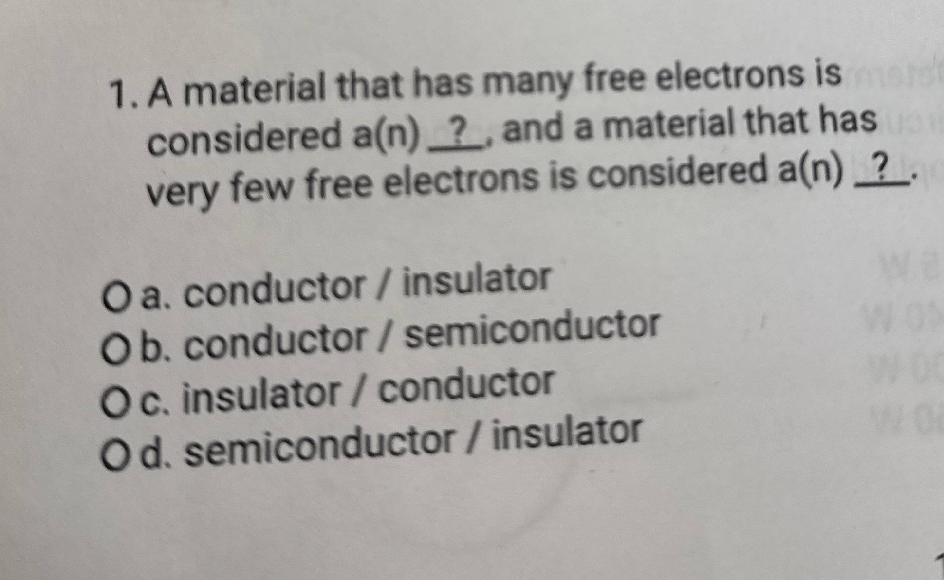 A material that has many free electrons is