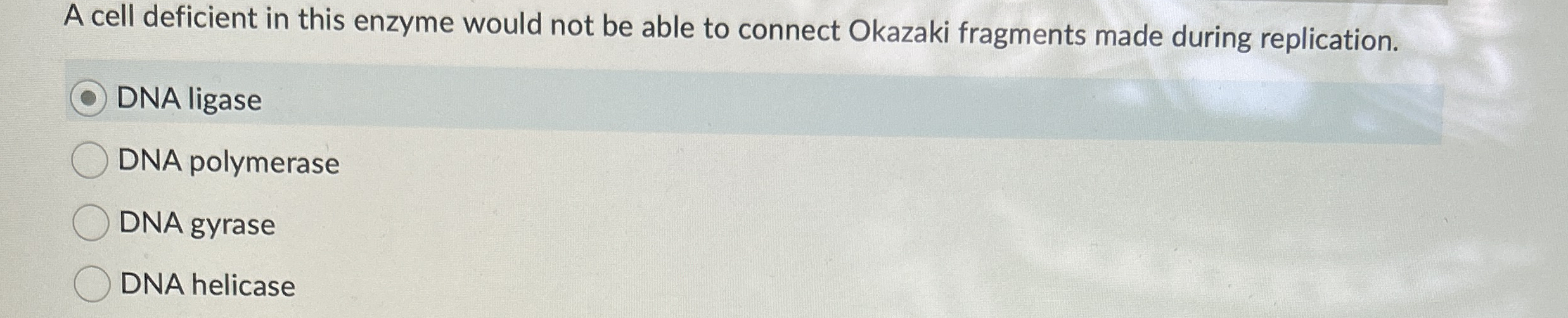 A cell deficient in this enzyme would not be able