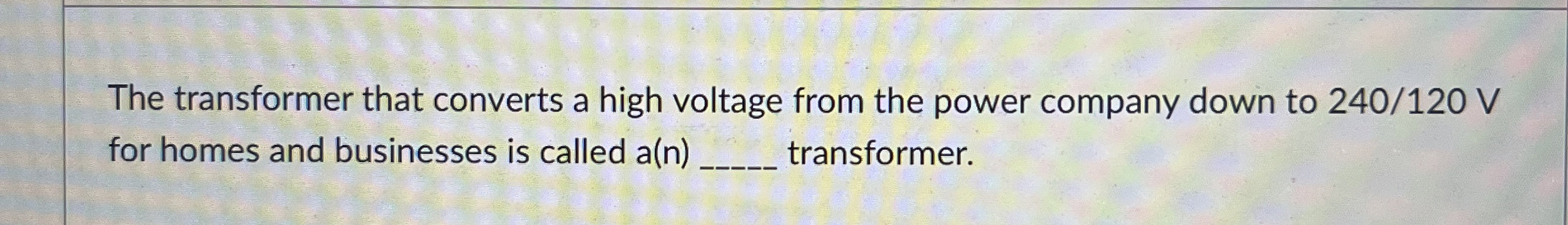 The transformer that converts a high voltage from