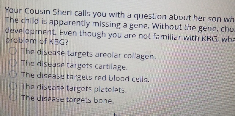 Your Cousin Sheri calls you with a question about