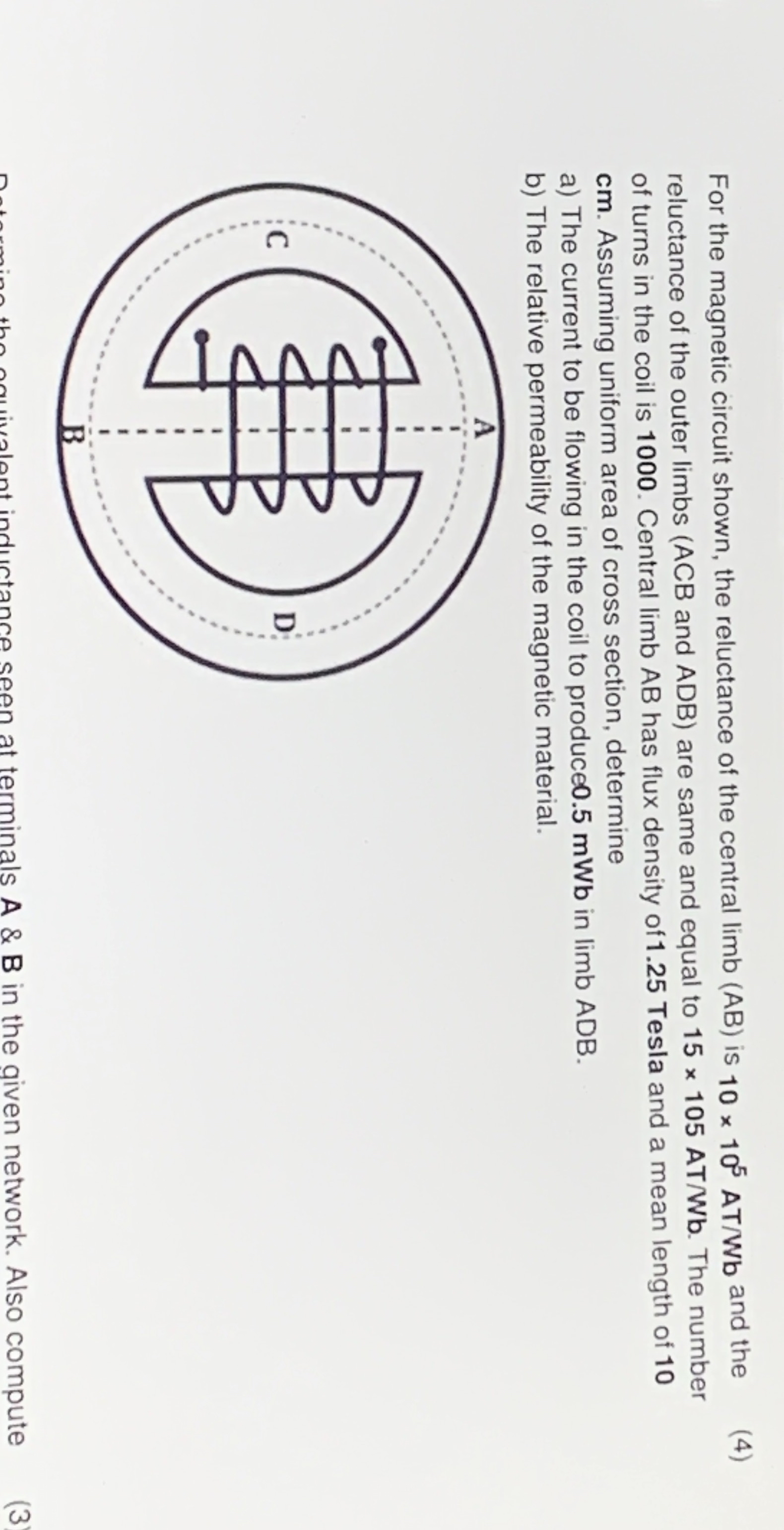 For the magnetic circuit shown, the reluctance of