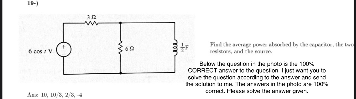 1 9 - ) Find the average power absorbed by the