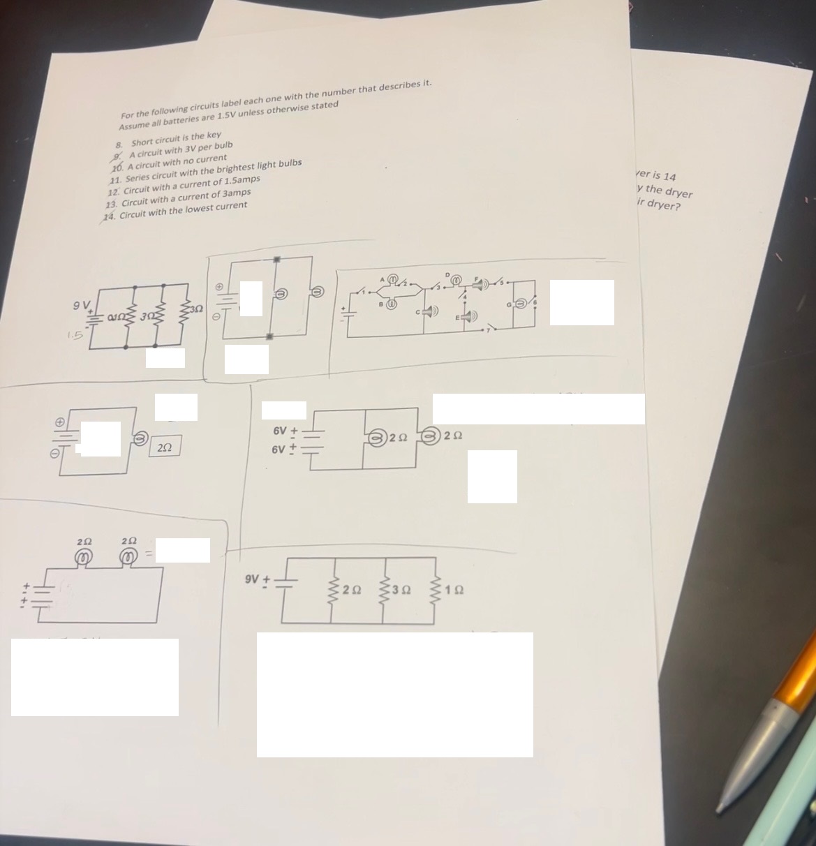 For the following circuits label each one with