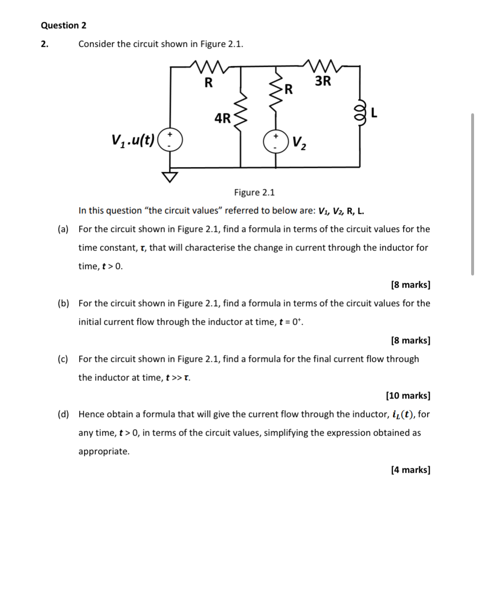 Question 2 2 . Consider the circuit shown in