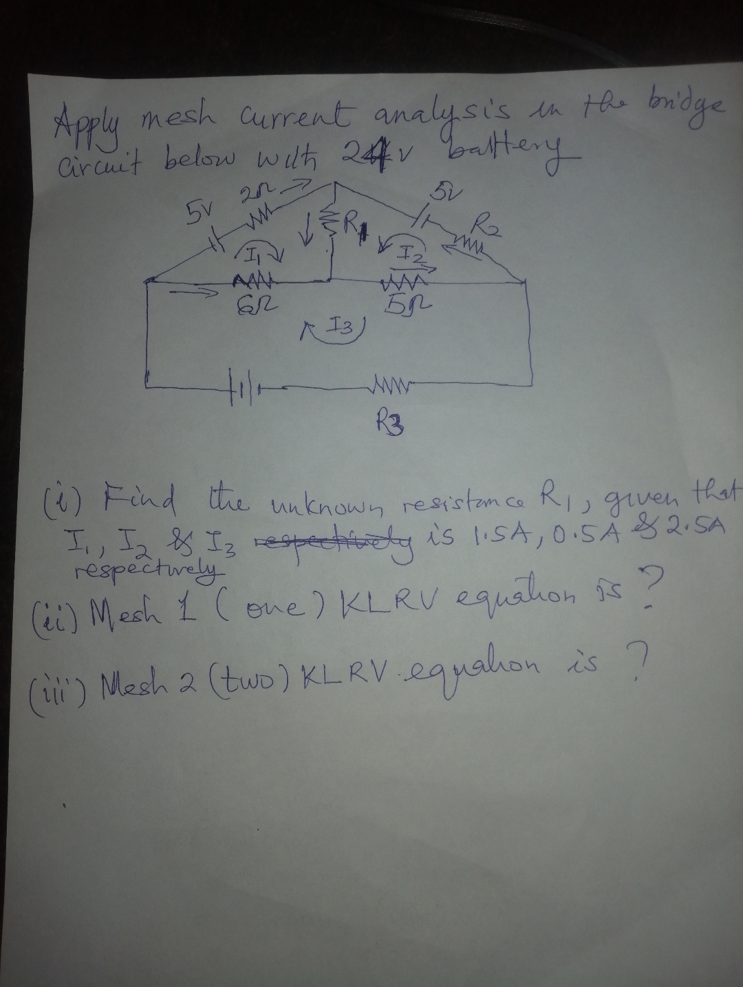 Apply mesh current analysis in the bridge arruit