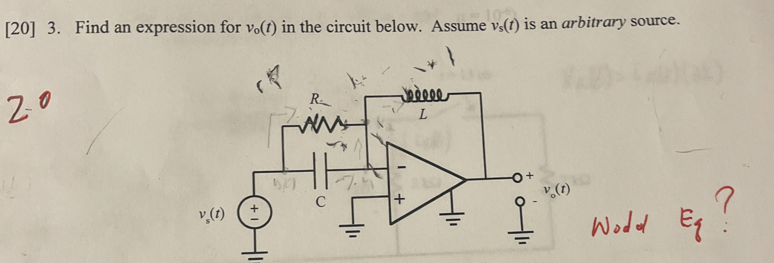 [ 2 0 ] 3 . Find an expression for v o ( t ) in