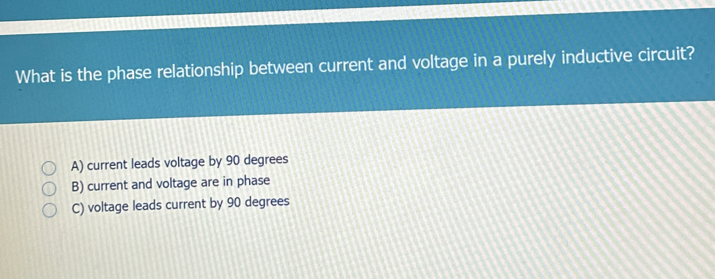 What is the phase relationship between current