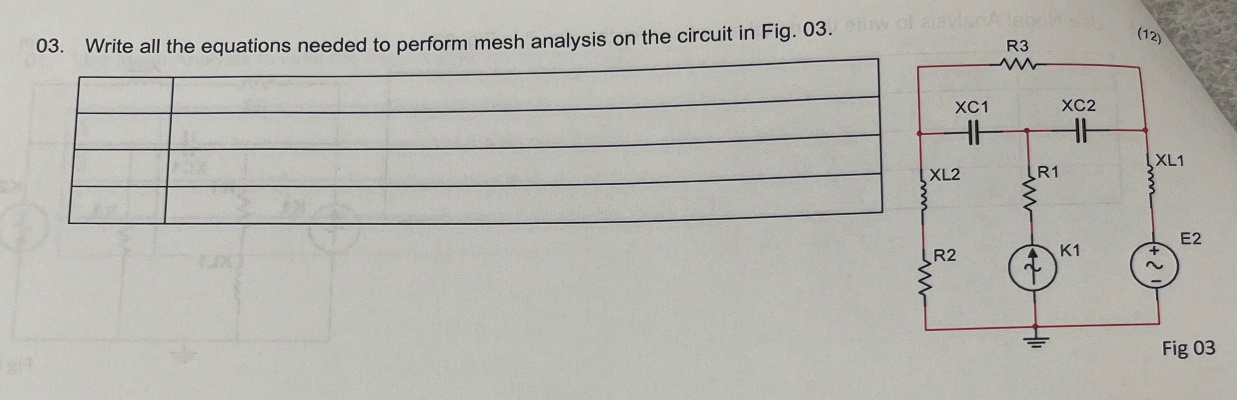 Write all the equations needed to perform mesh