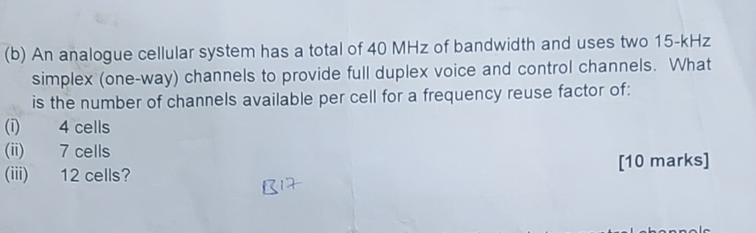 ( b ) An analogue cellular system has a total of