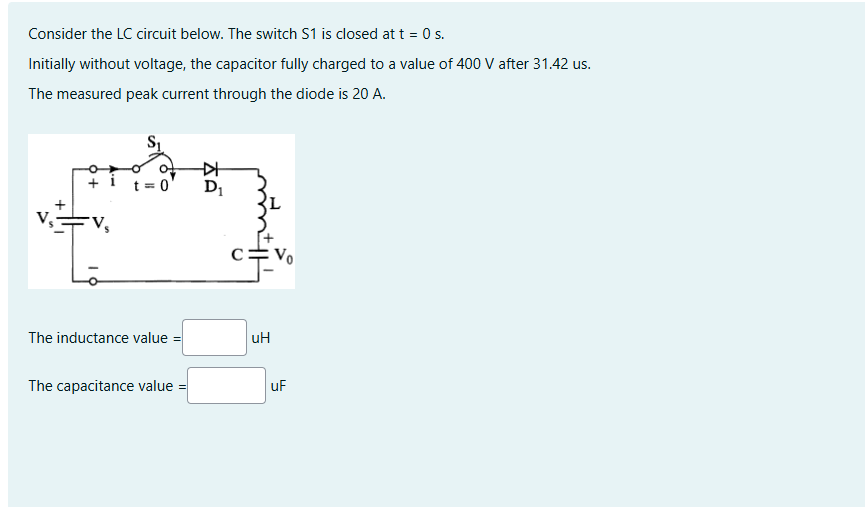 Consider the LC circuit below. The switch S 1 is