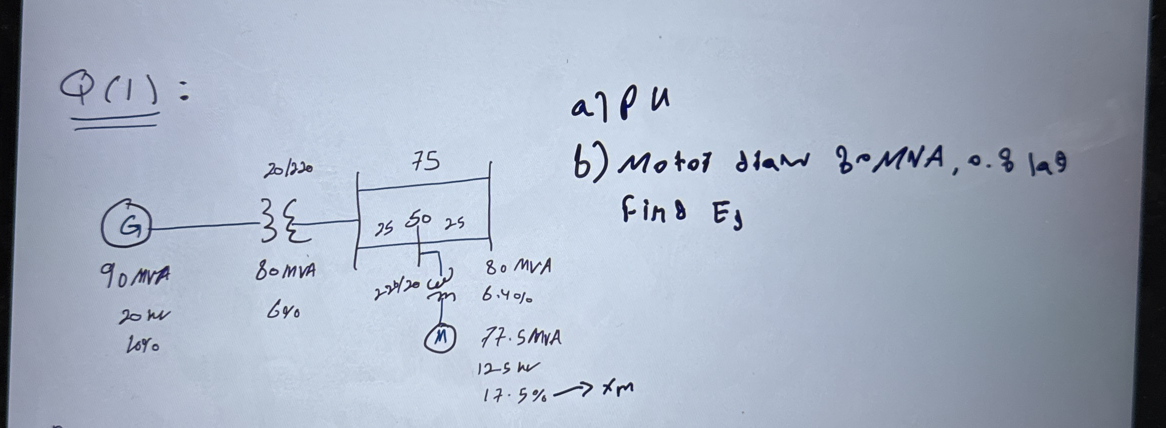 Q ( 1 ) : a ) p u b ) Motor diaw 8 0 MNA, 0 . 8