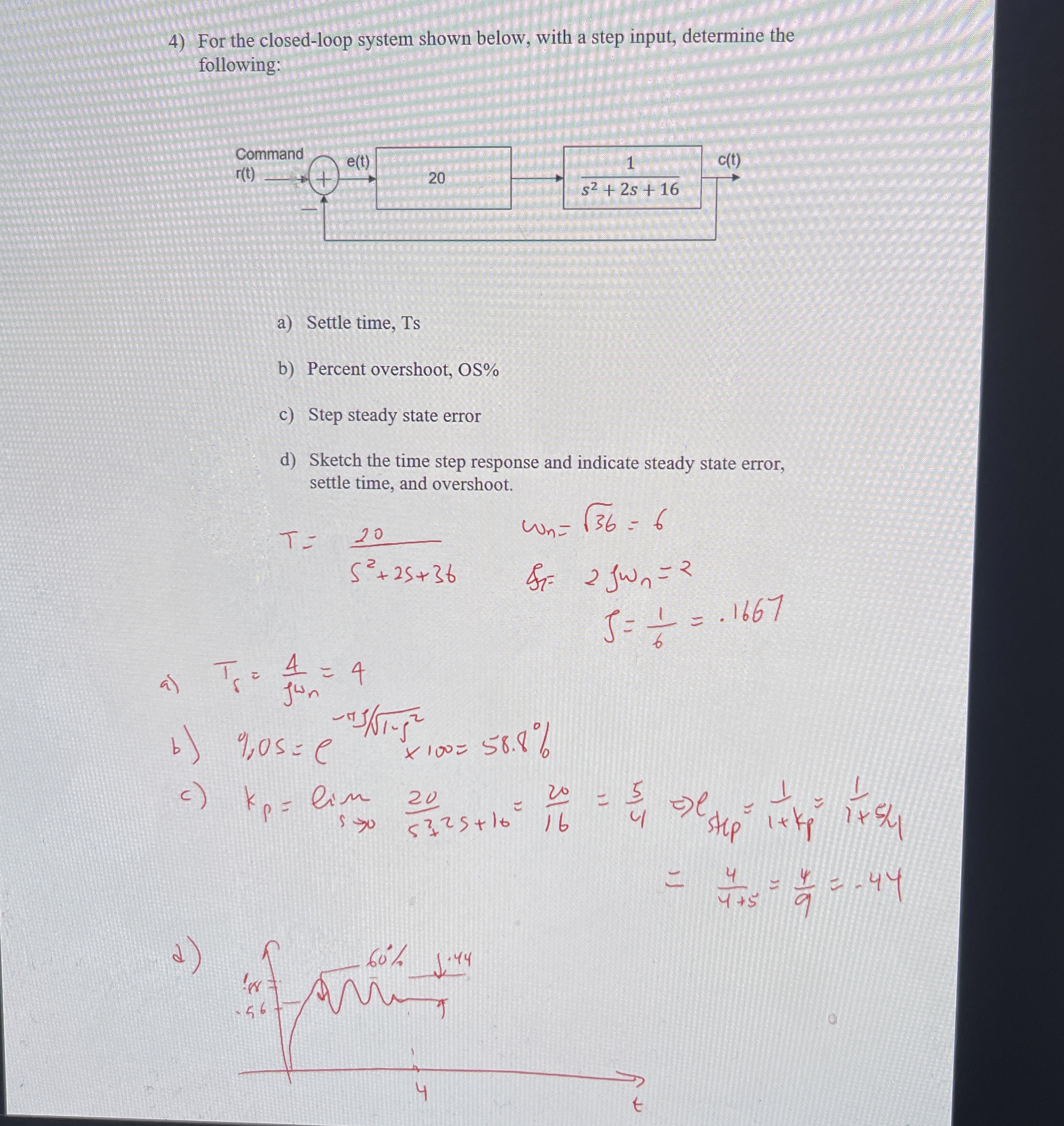 For the closed - loop system shown below, with a