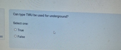 Can type TWU be used for underground? Select one:
