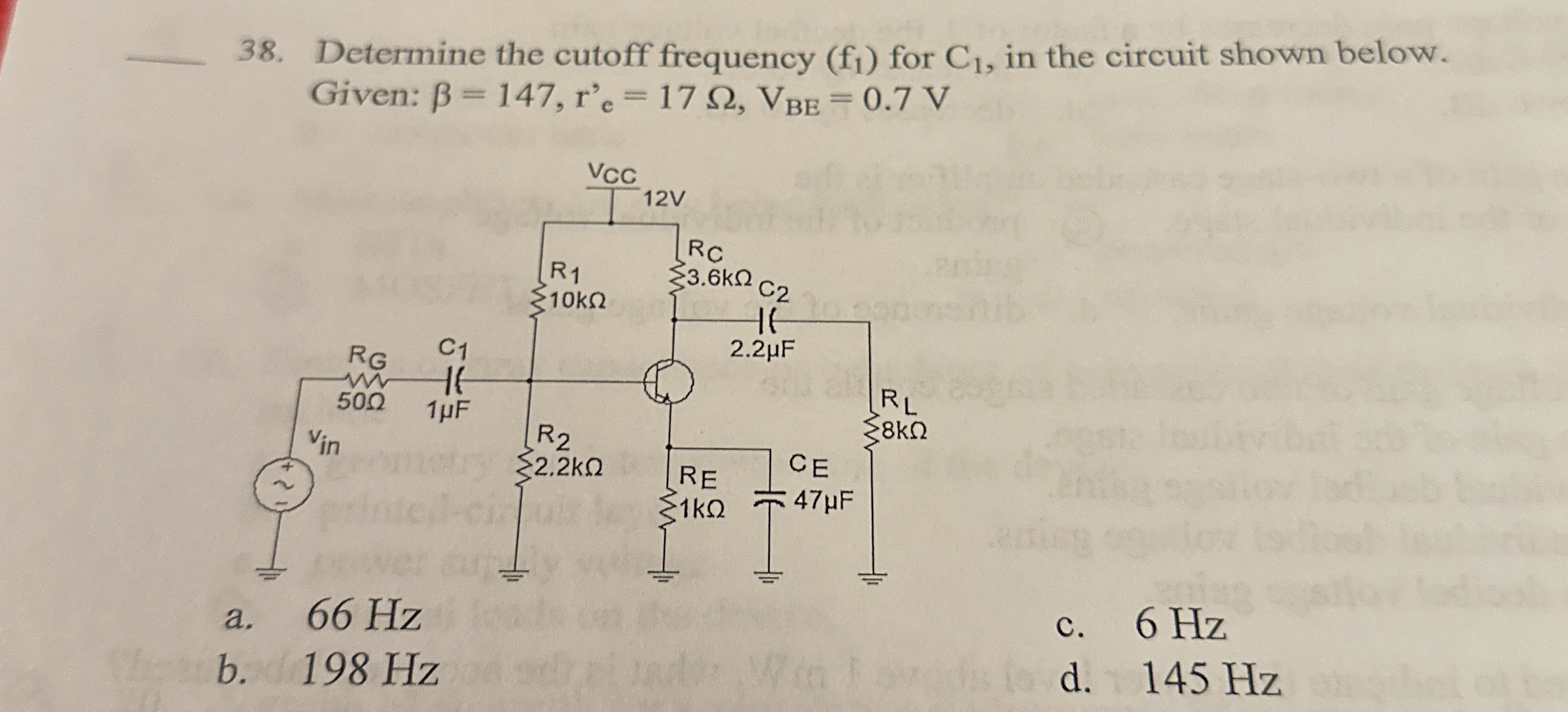 Determine the cutoff frequency ( f 1 ) for C 1 ,