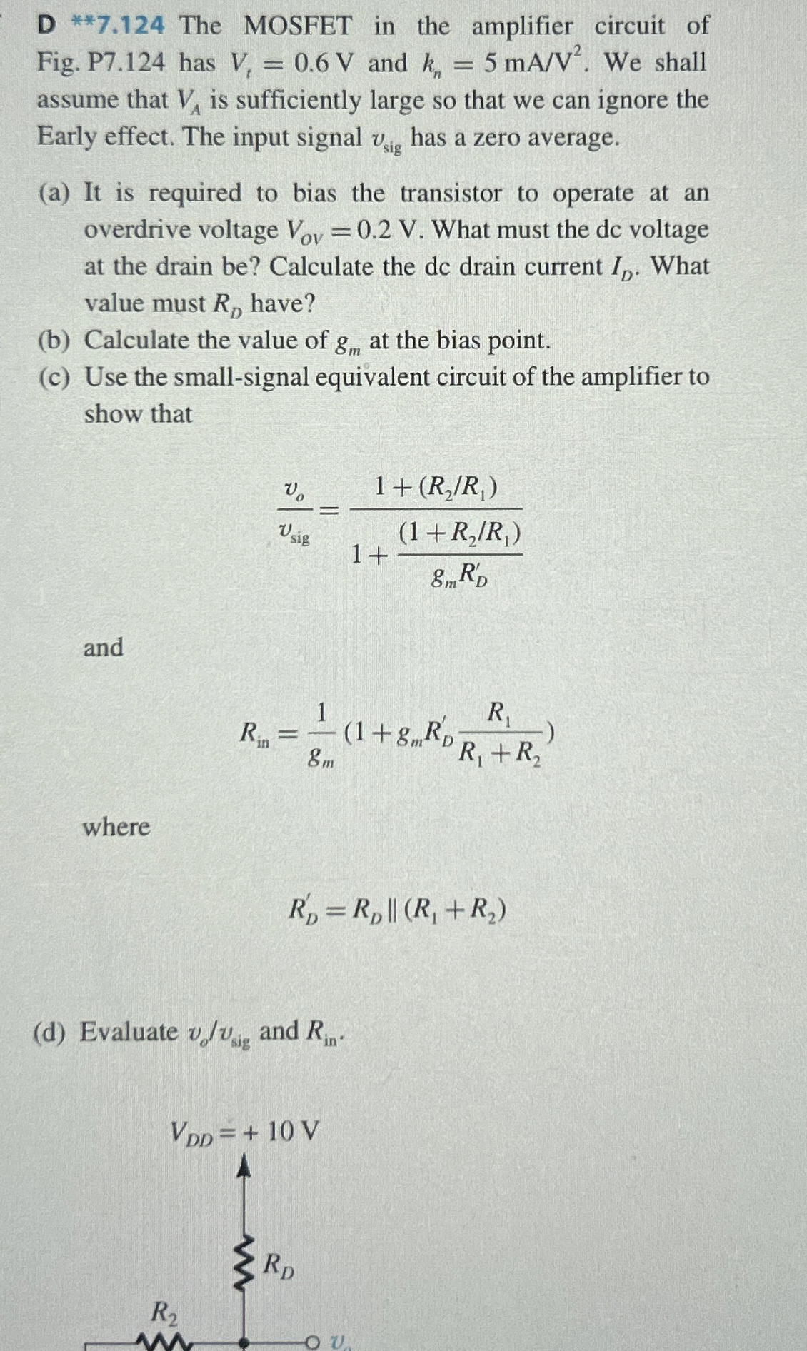 D * * 7 . 1 2 4 The MOSFET in the amplifier