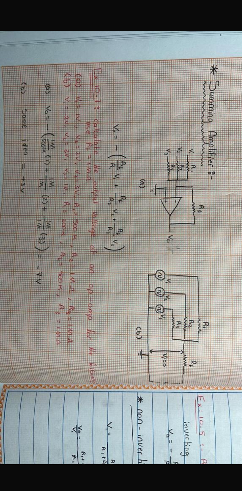 Summing Amplifier: - ( a ) V 0 = - ( R C R 1 v 2