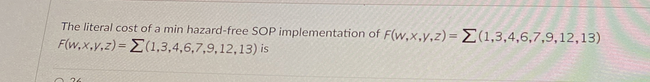 The literal cost of a min hazard - free SOP